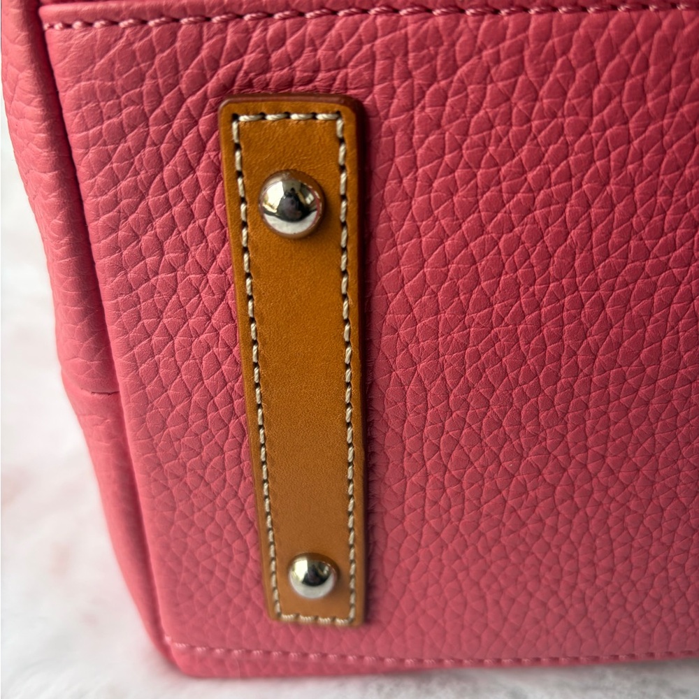 Dooney & Bourke Pink Pebble Leather Hobo with Tan Trim and Tassels - Picture 8 of 11